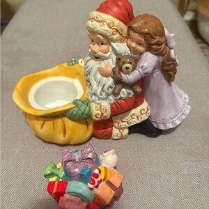 PartyLite Santa and Child Holiday Decor - Red, Yellow, Purple